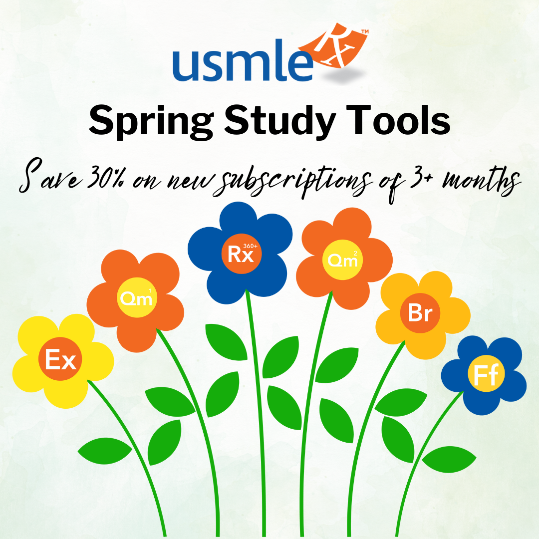 Save 30% on USMLE-Rx study tools through April 23!