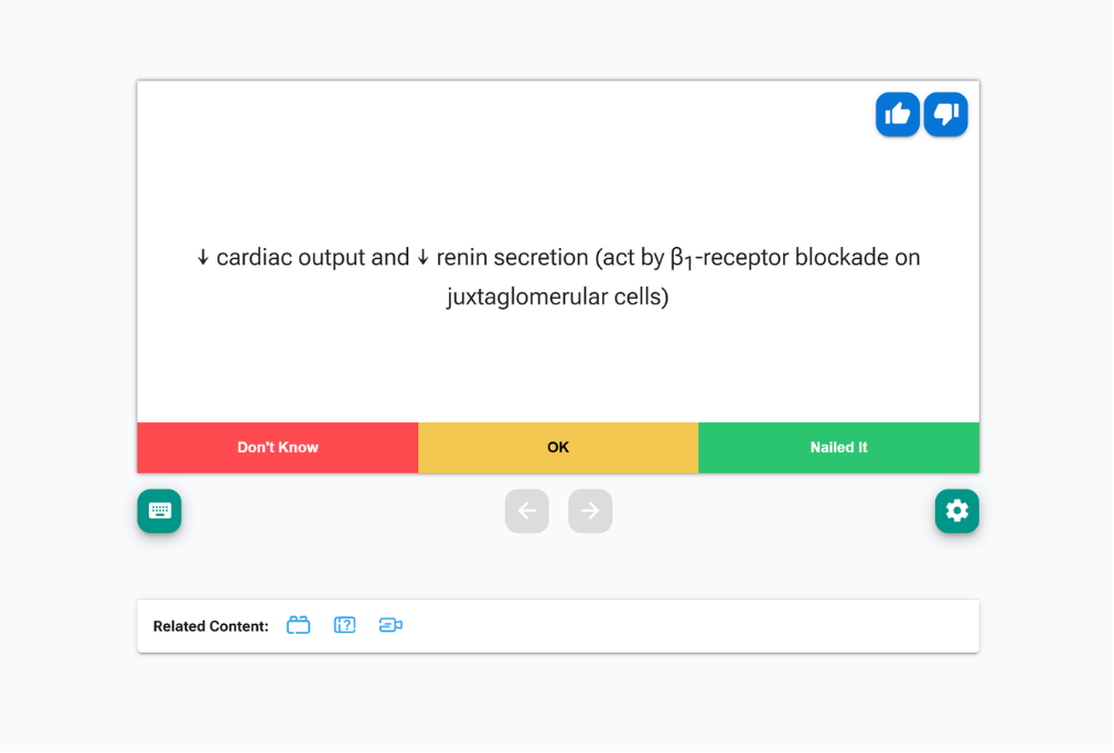 <span class="tour-num">04</span><span class="tour-title">Rate what you know</span><p class="tour-desc">Flip for the answer, then mark it Don't Know, OK, or Nailed It. That rating sets when the card comes back.</p>